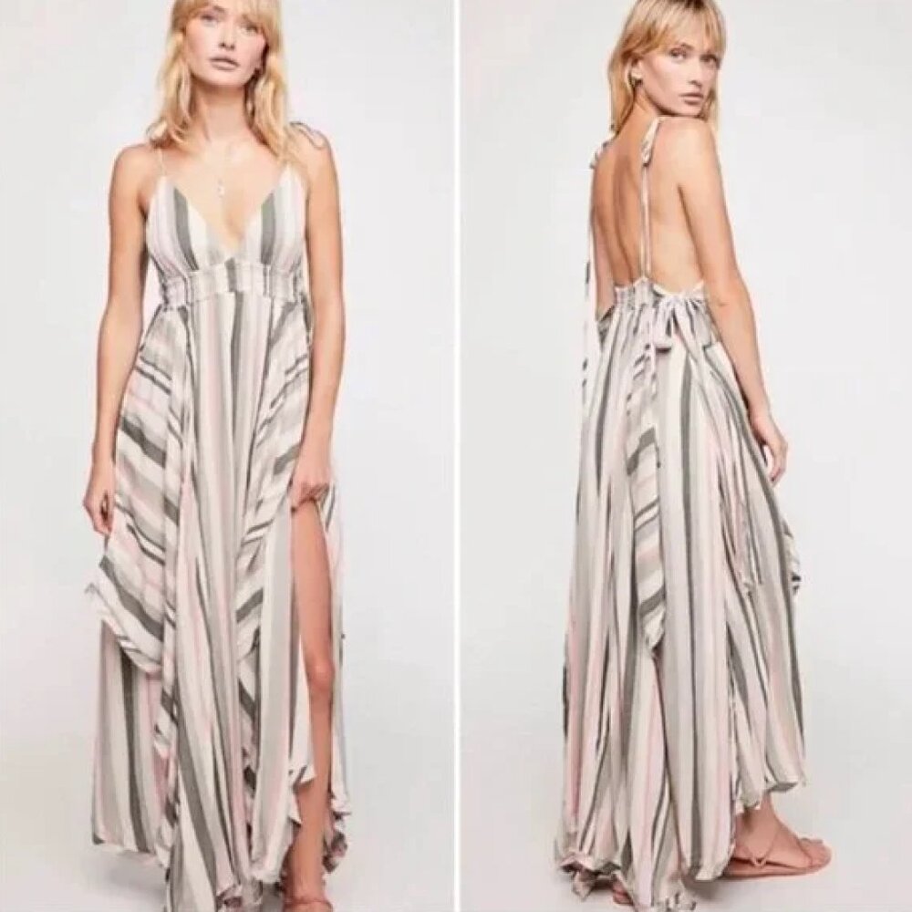 Free People Heat Haze Striped Maxi Dress in Neutral Stripe - Picture 2 of 7
